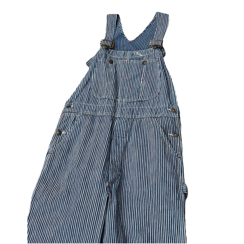 Vintage Big Mac Hickory Stripe Railroad Overalls Union Made USA 4 XS - - Picture 2 of 8